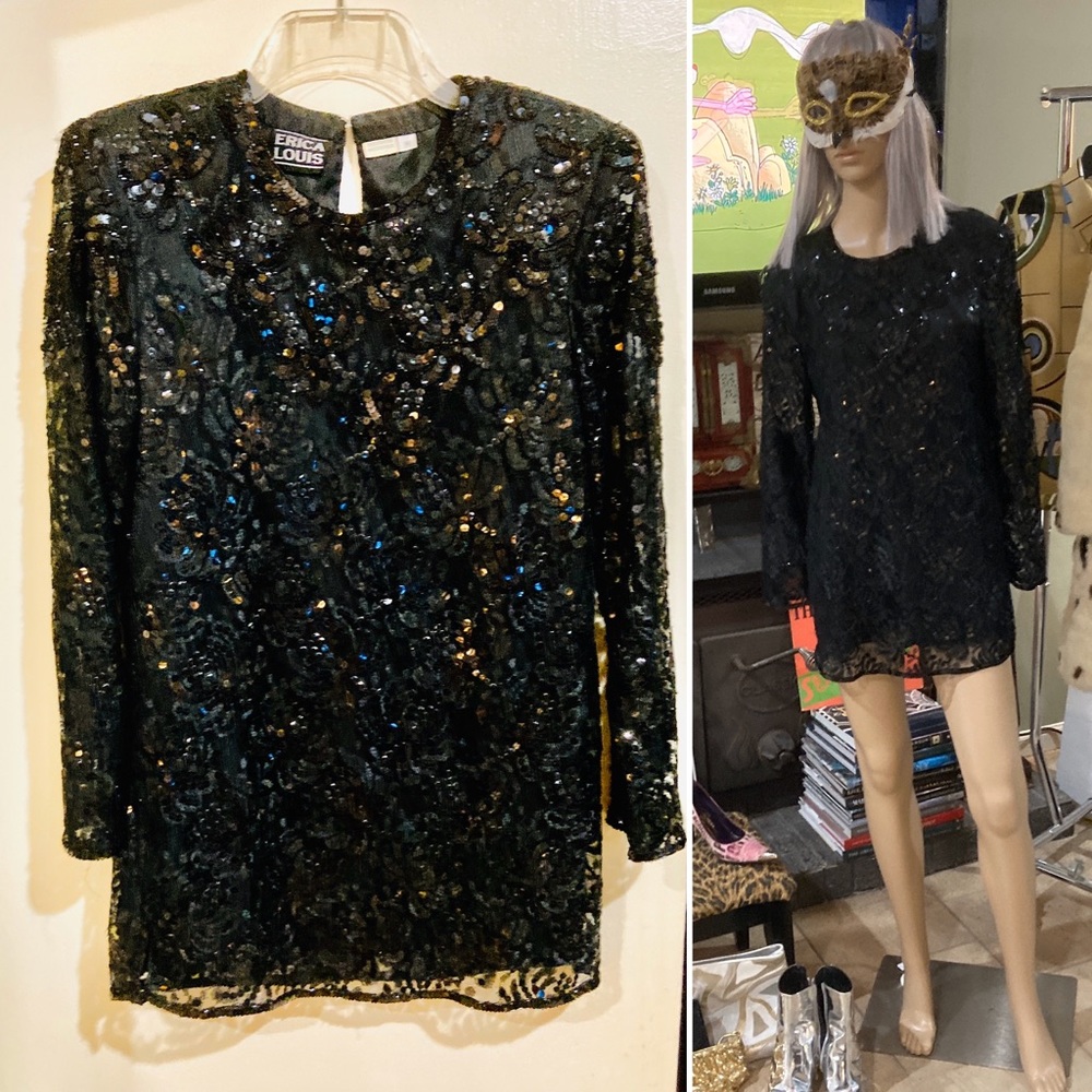 VTG 80s Sequin Lace Dress / Tunic - Erica Louis